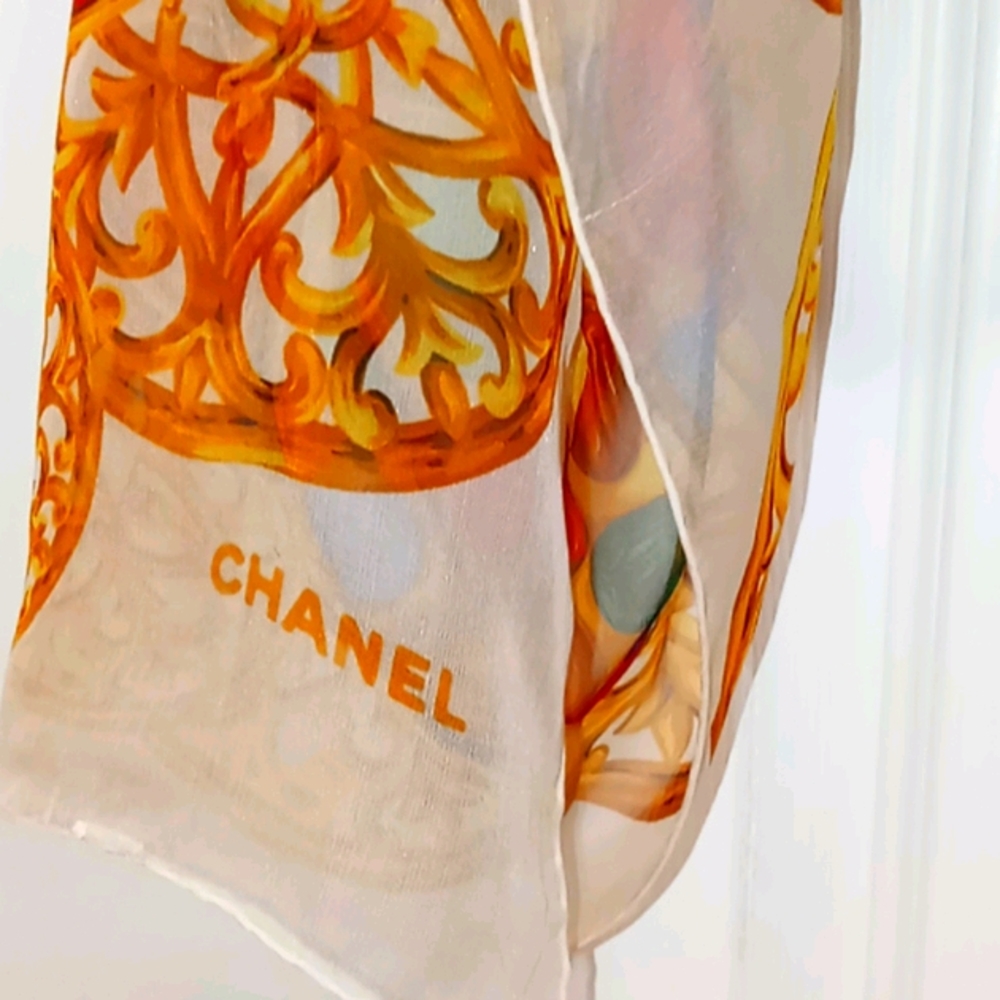 *Rare* Vintage Chanel Sheer Silk Scarf